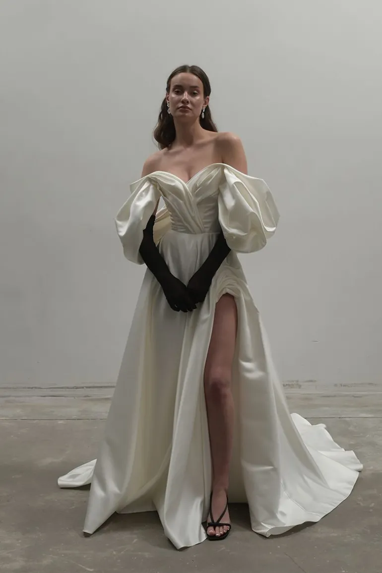 Dresses | Gowns<CULT MIA OFF-WHITE VOLUME SCULPTED GOWN Off White