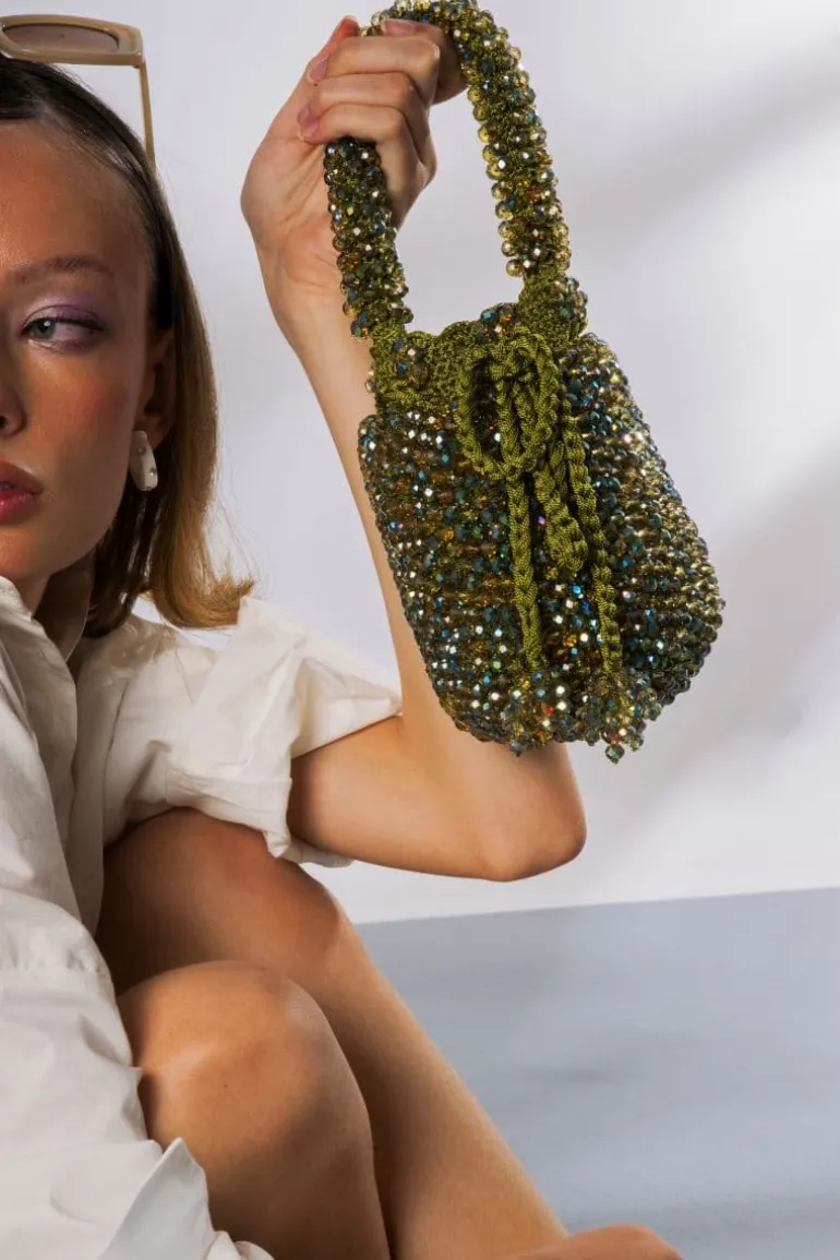 Top Handle Bags<CULT MIA HANDMADE AMAZONAS BEADED BAG Olive Green