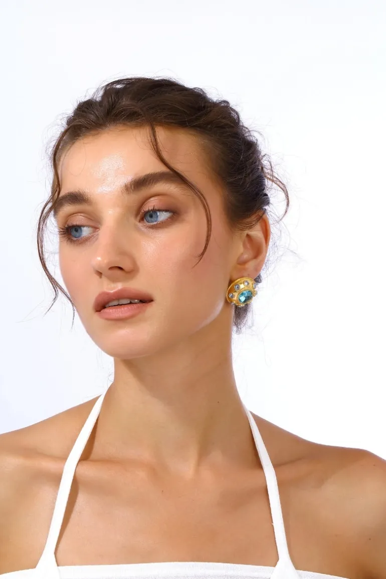 Body Jewelry<CULT MIA OLYMPIA EARRINGS IN Aquamarine Blue