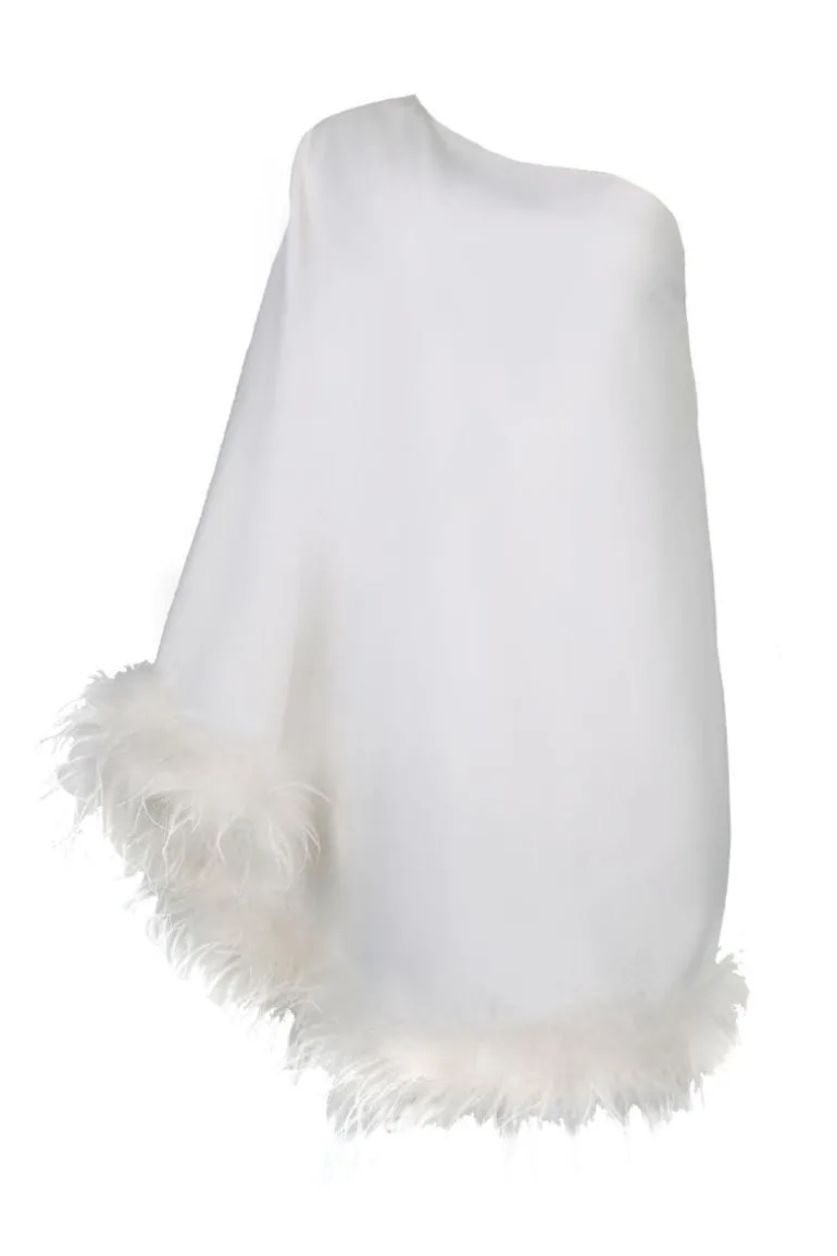 Dresses | Mini Dresses<CULT MIA ONE-SHOULDER WHITE FEATHER MINI DRESS Off White