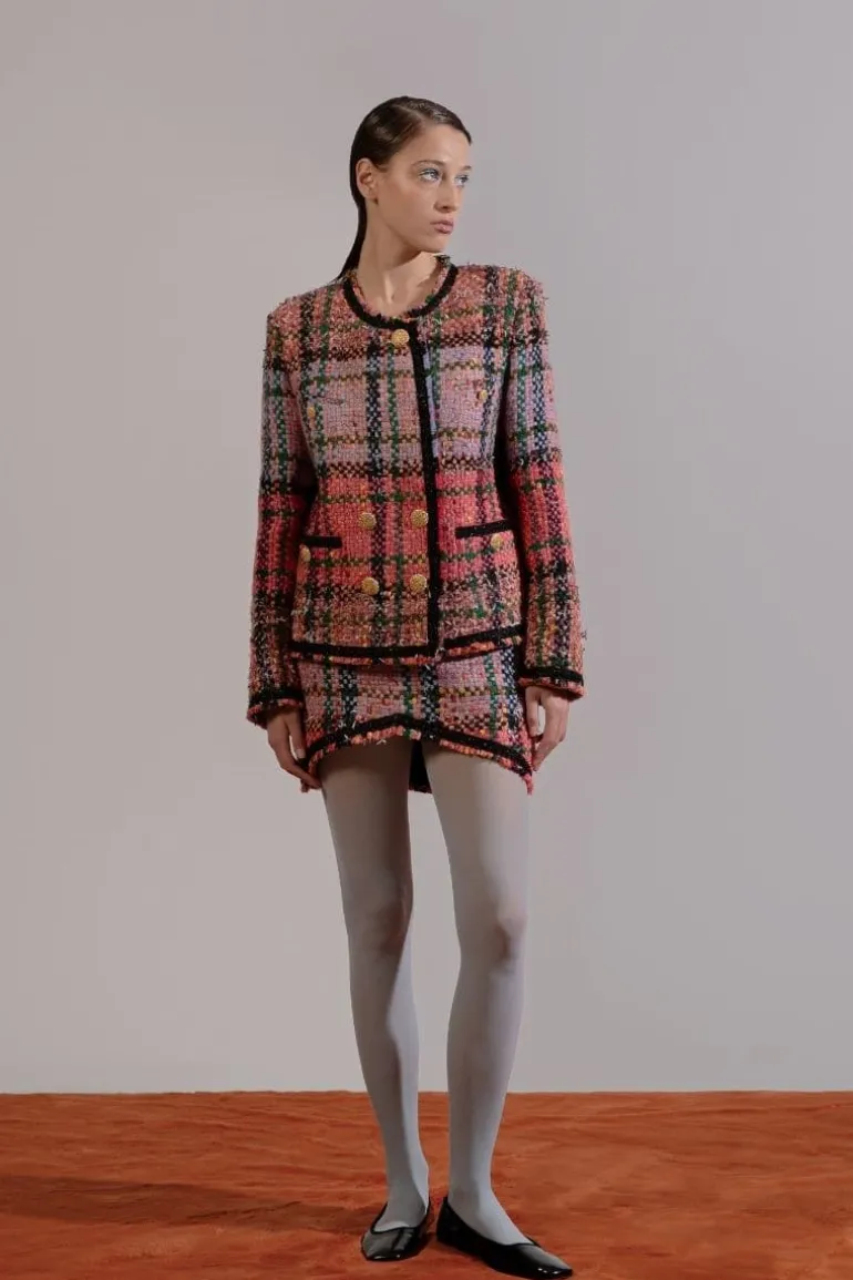 Skirts<CULT MIA ORANGE AND BLUE TWEED MINI SKIRT Multicolor
