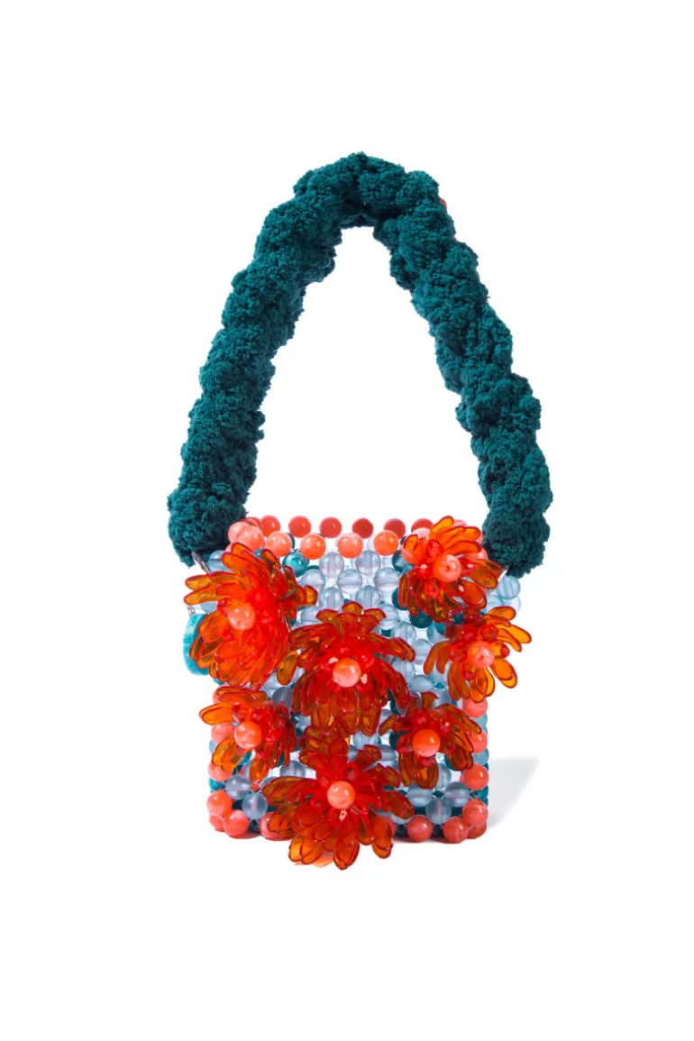 Top Handle Bags<CULT MIA ORANGE AND TEAL ATACAMA BEADED TOP HANDLE BAG Teal & Orange