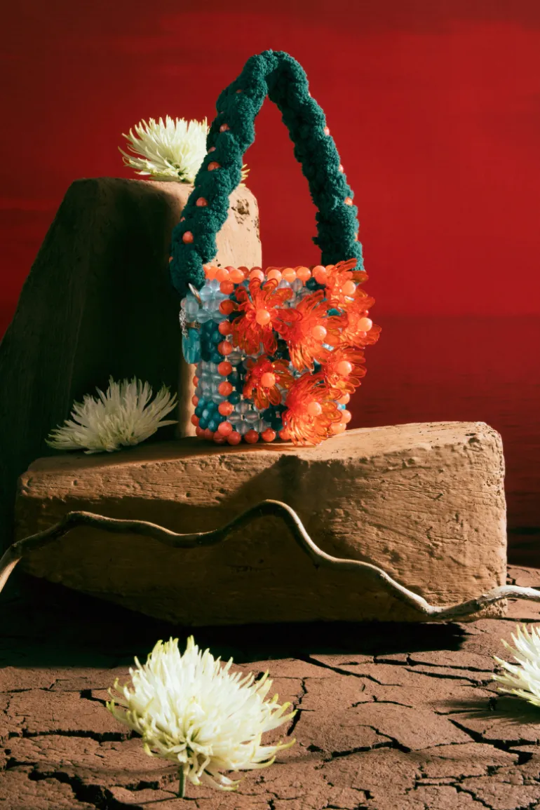 Top Handle Bags<CULT MIA ORANGE AND TEAL ATACAMA BEADED TOP HANDLE BAG Teal & Orange