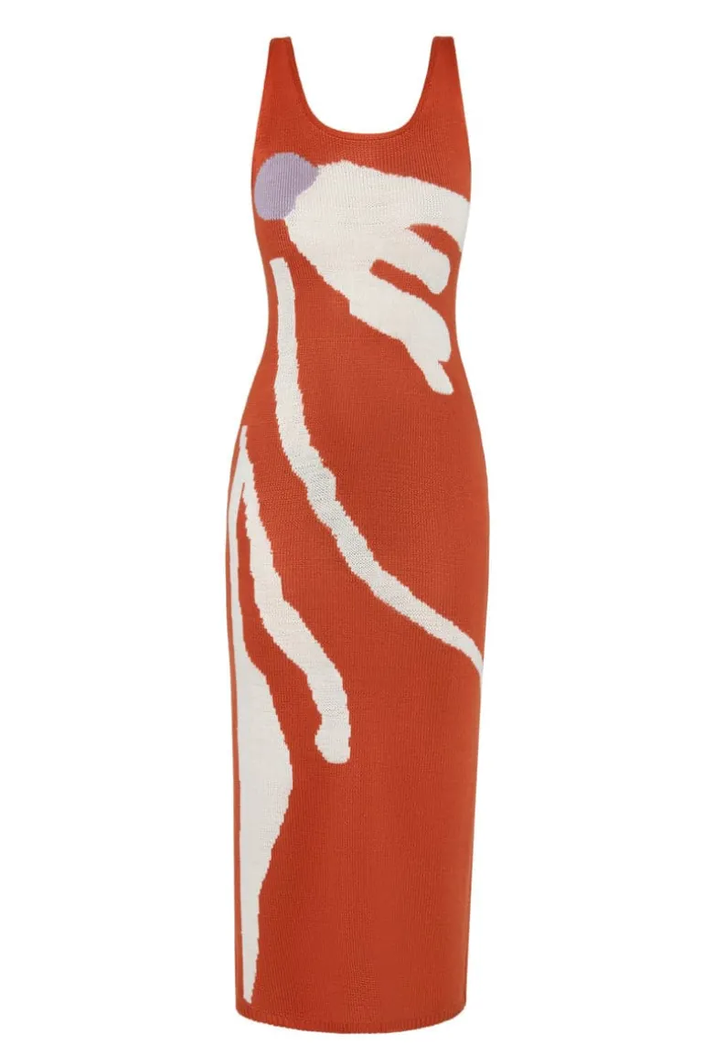 Dresses | Midi Dresses<CULT MIA KNITTED PRINT MIDI DRESS Orange