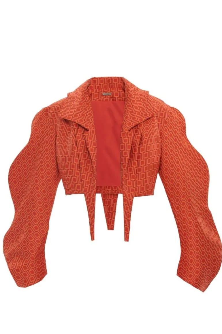 Jackets<CULT MIA ORANGE MUSHROOM CROPPED JACKET Orange/Red