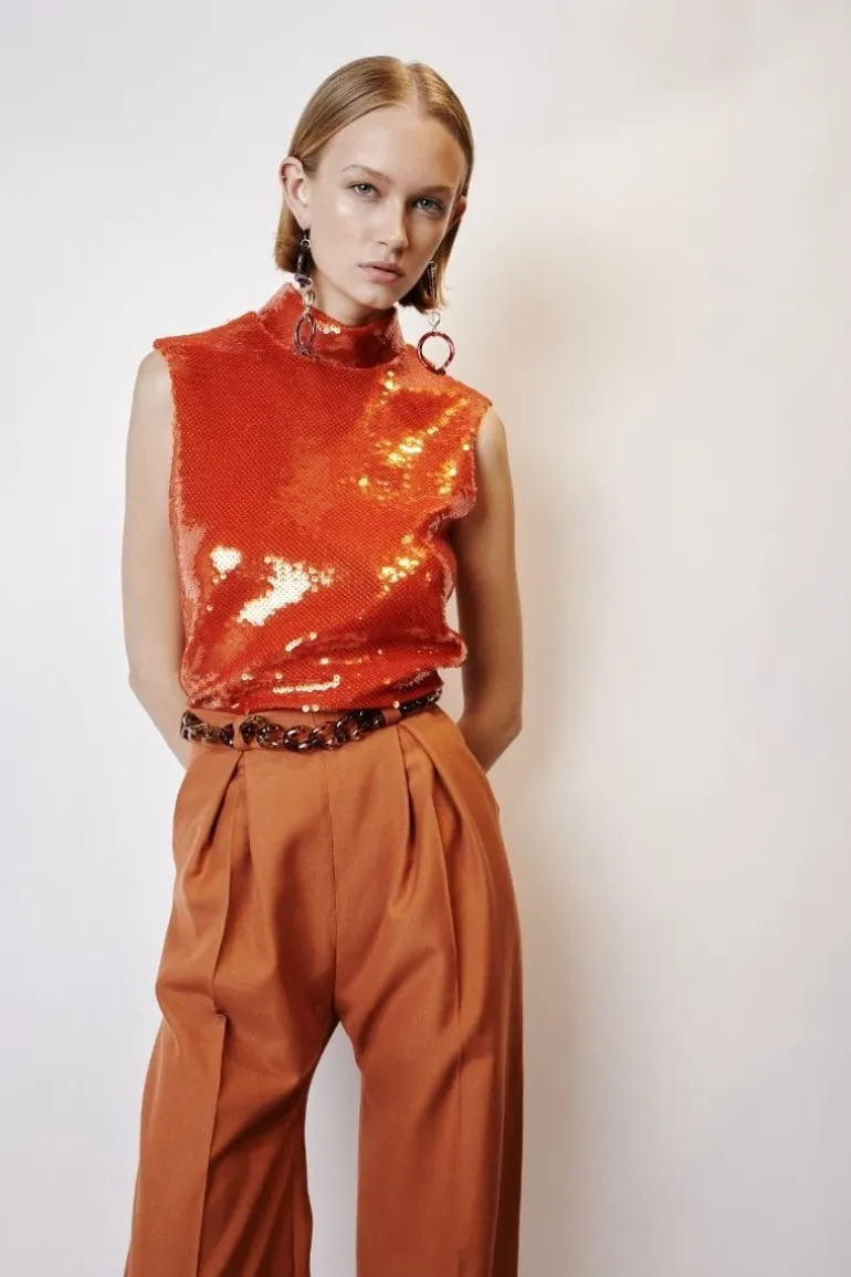 Tops<CULT MIA PAILLETE TOP Orange