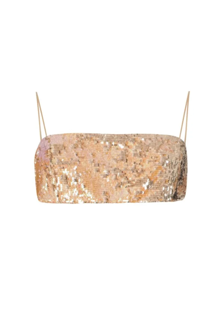 Tops<CULT MIA SEQUIN CROPPED TOP Orange