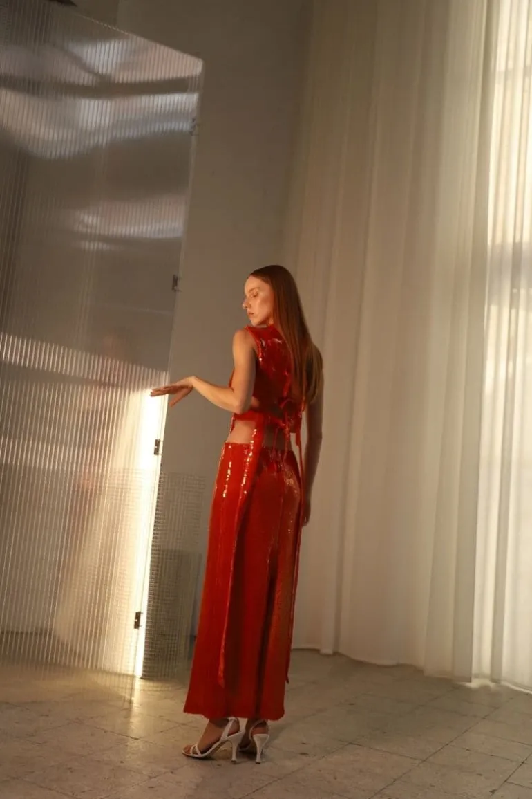 Skirts<CULT MIA SEQUIN SUN MAXI SKIRT Orange