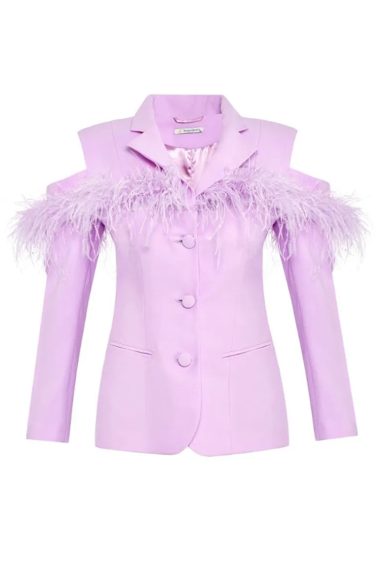Blazers<CULT MIA ORCHID BLAZER WITH FEATHER-DETAILS Lilac