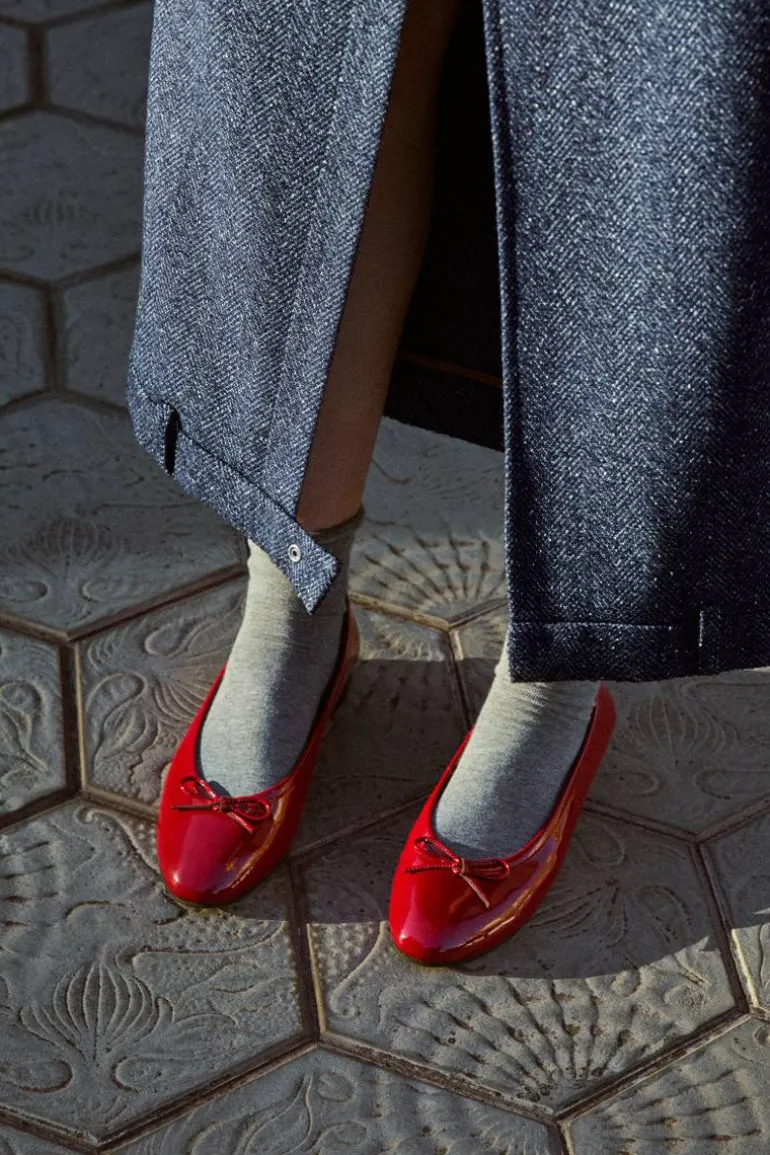 Flats<CULT MIA ORIANA ONIX RED LEATHER BALLET FLATS