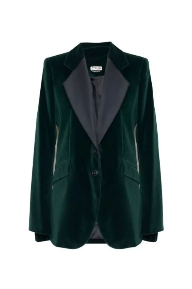 Blazers<CULT MIA ORSEN VELVET BLAZER Forest green
