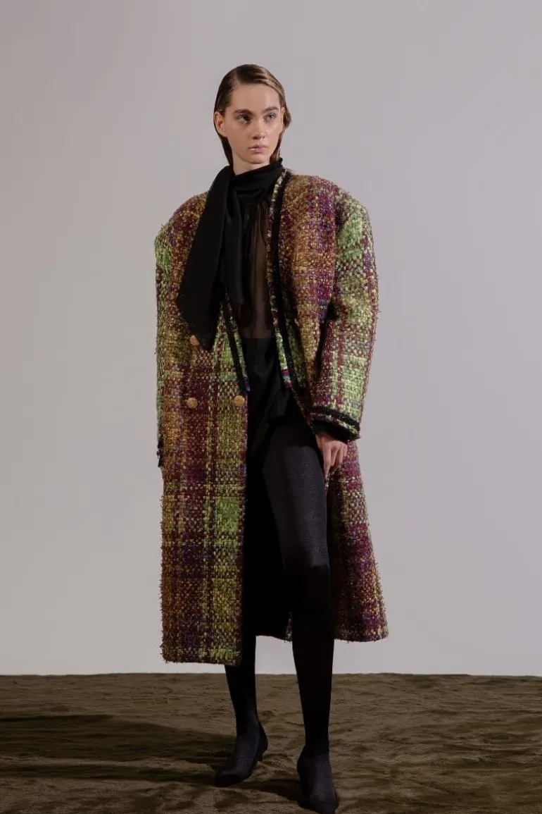 Coats<CULT MIA OVERSIZED BROWN TWEED COAT Multicolor
