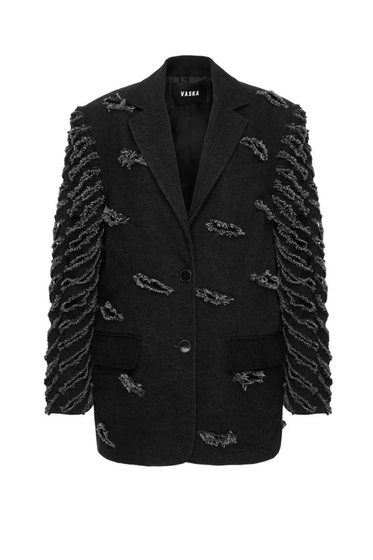 Jackets<CULT MIA OVERSIZED DISTRESSED DENIM JACKET Black