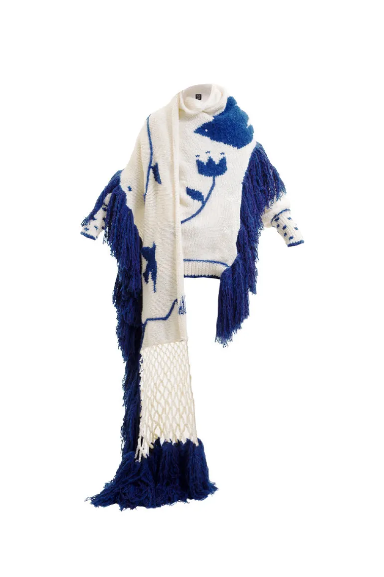 Knitwear<CULT MIA OVERSIZED SCARFED HAND KNIT CARDIGAN Milky white