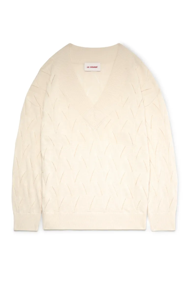 Knitwear<CULT MIA OVERSIZED V NECK JUMPER IN Cream
