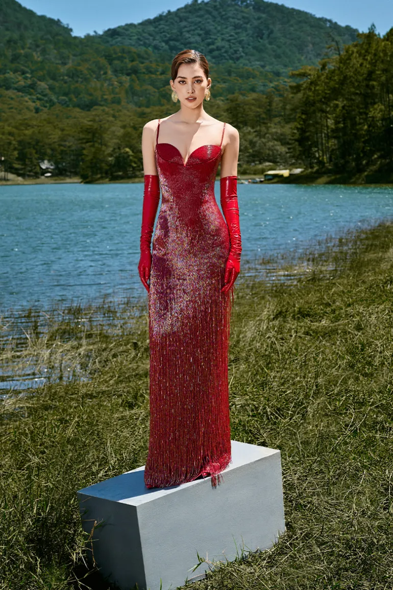 Dresses | Gowns<CULT MIA OYSTER LONG BEADED GOWN Red