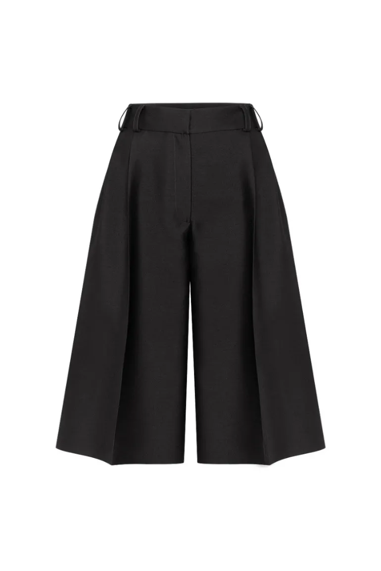Pants<CULT MIA PAIGE SILK AND WOOL BLEND SHORTS Black