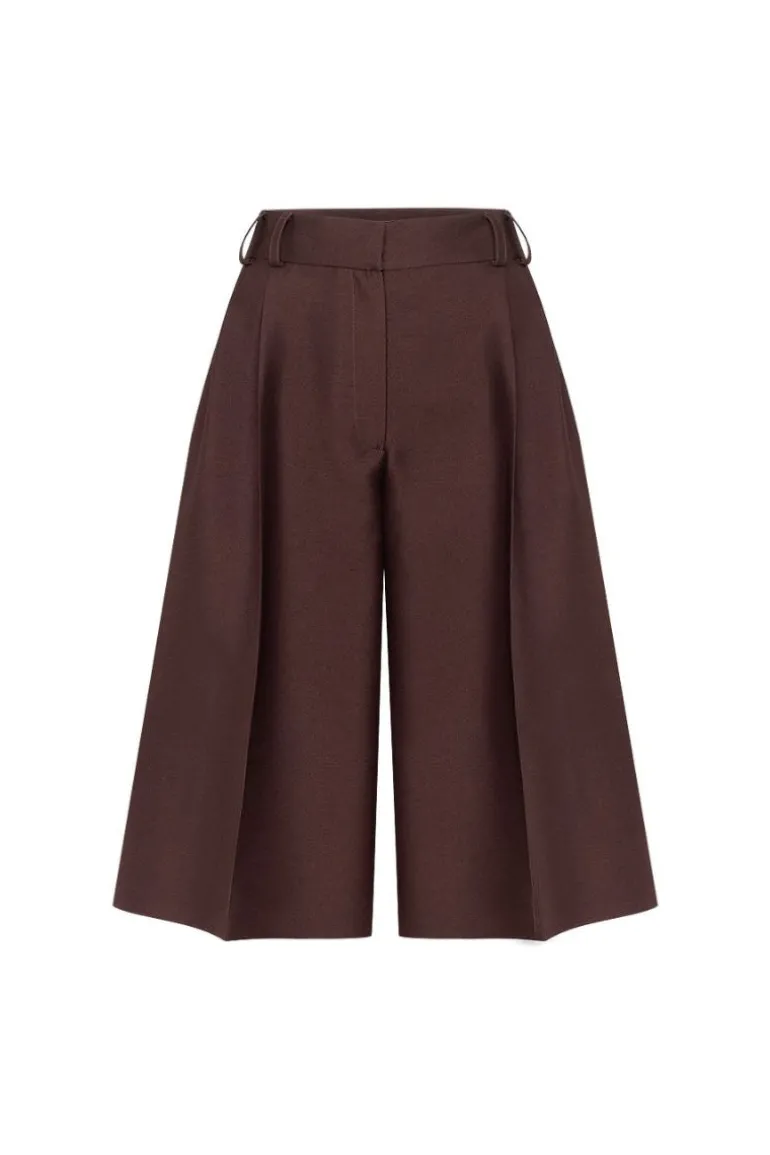 Pants<CULT MIA PAIGE BROWN SILK AND WOOL BLEND SHORTS Black