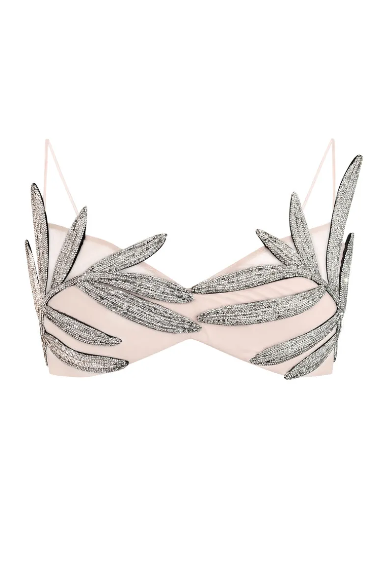 Tops<CULT MIA PALME CRYSTAL LEAF BRALETTE Crystal/Nude