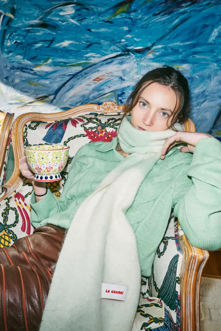 Scarves<CULT MIA PALTA KNITTED SCARF Pistachio and Mint