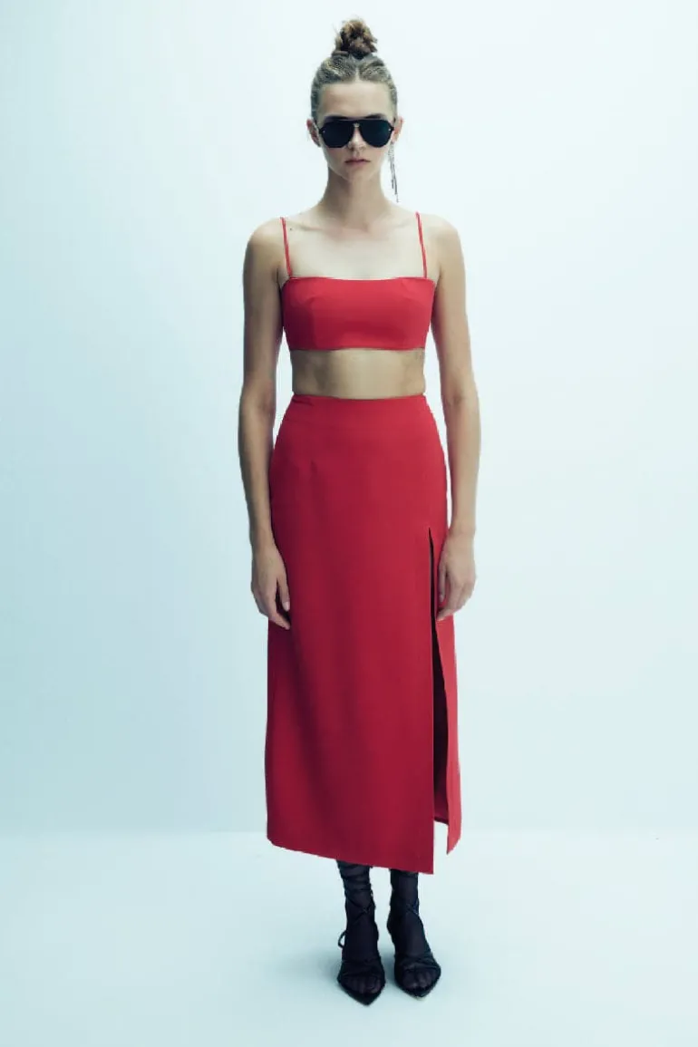 Outfit Sets<CULT MIA LALIA CREPE TOP AND LEA MIDI SKIRT SET Paprika Red