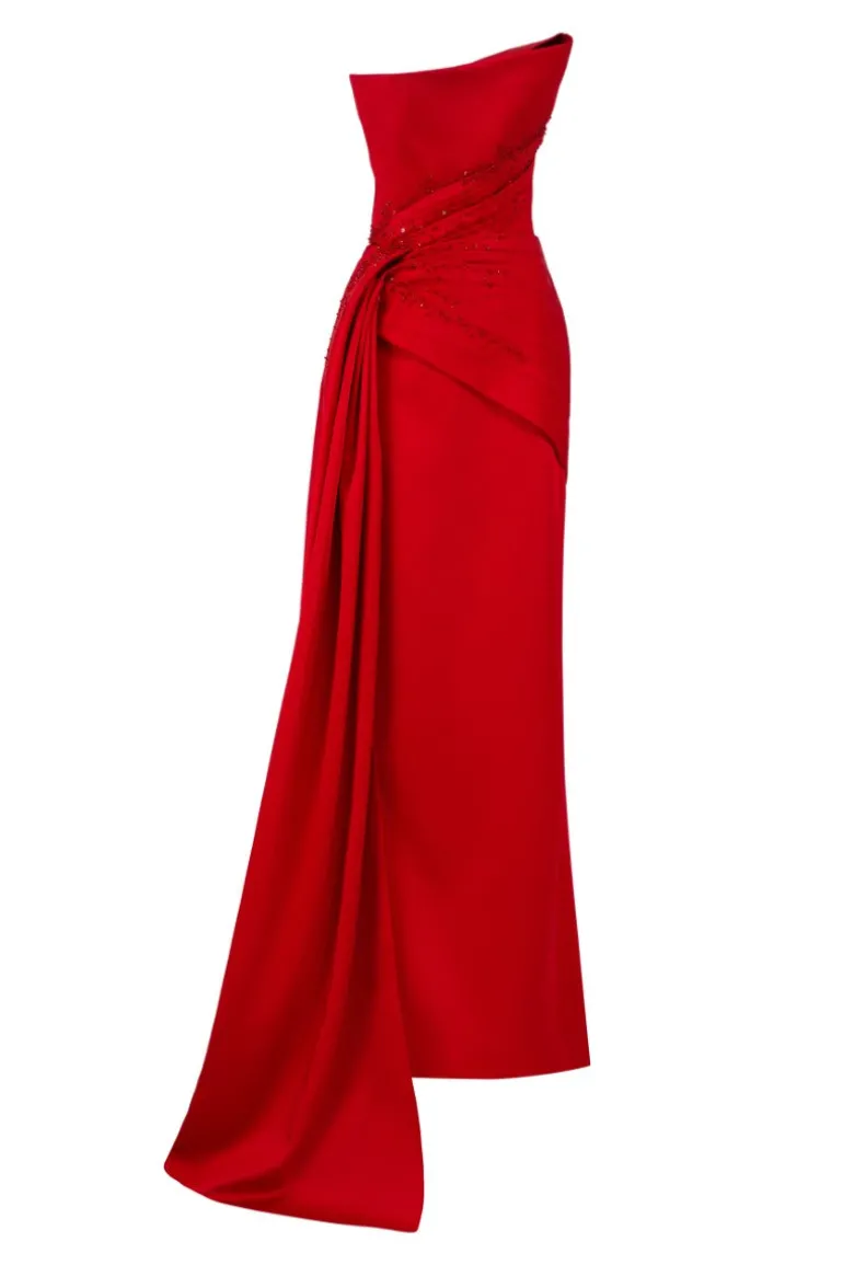 Dresses | Gowns<CULT MIA PARISA SILK TAFFETA STRAPLESS BODYCON GOWN Red