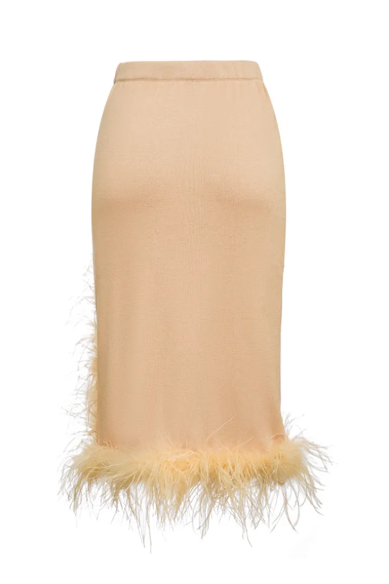 Skirts<CULT MIA KNIT SKIRT-DRESS WITH FEATHERS Peach