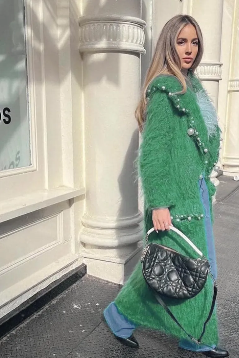 Coats<CULT MIA PEARL EMBROIDERED MOHAIR COAT Green Garnet