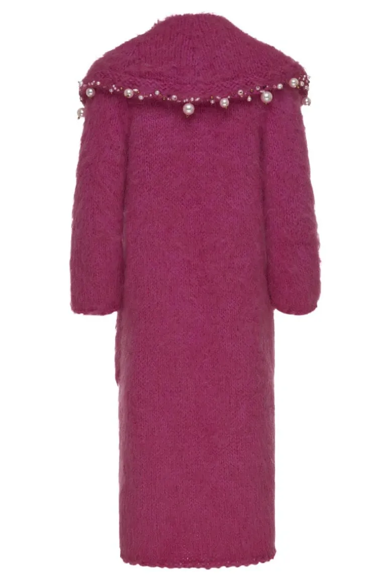 Coats<CULT MIA PEARL EMBROIDERED MOHAIR COAT Purple