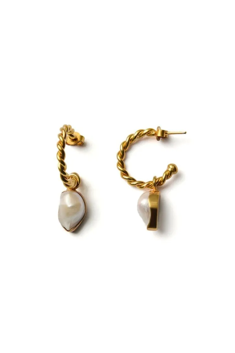 Earrings<CULT MIA PEARLINE HOOP EARRINGS Gold