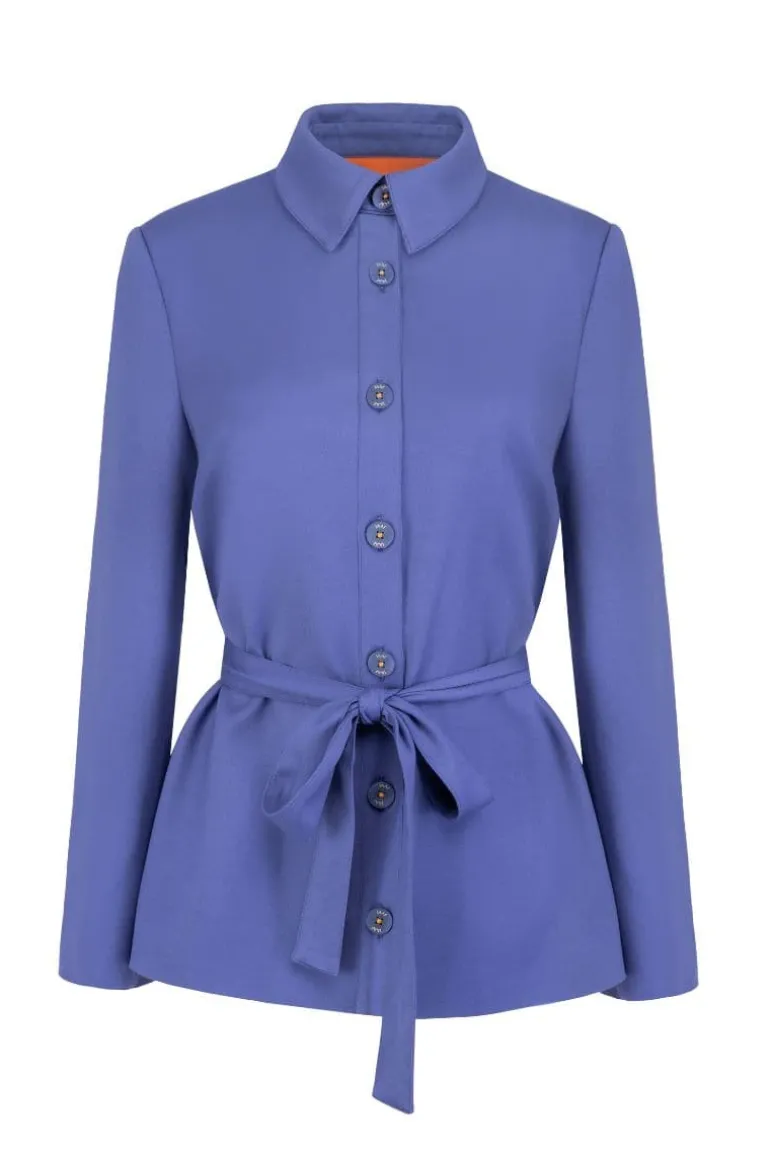 Blazers<CULT MIA PERSIAN INDIGO BELTED UNIFORM BLAZER Purple
