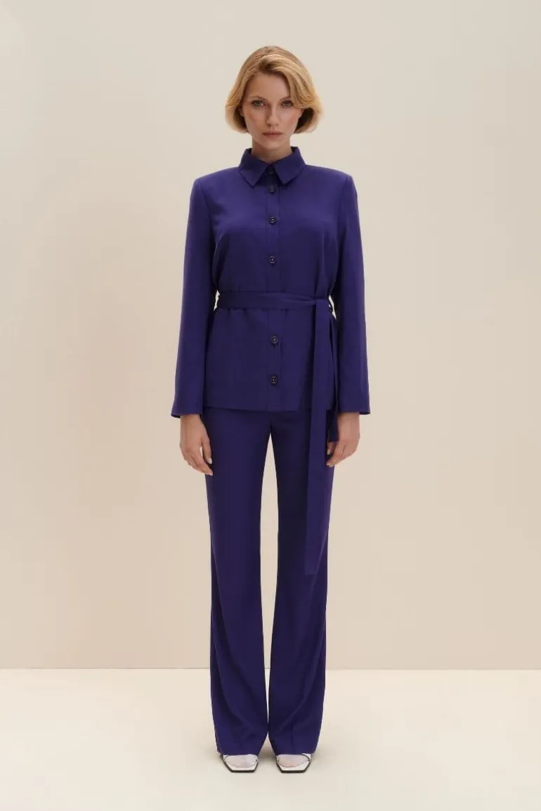 Blazers<CULT MIA PERSIAN INDIGO BELTED UNIFORM BLAZER Purple