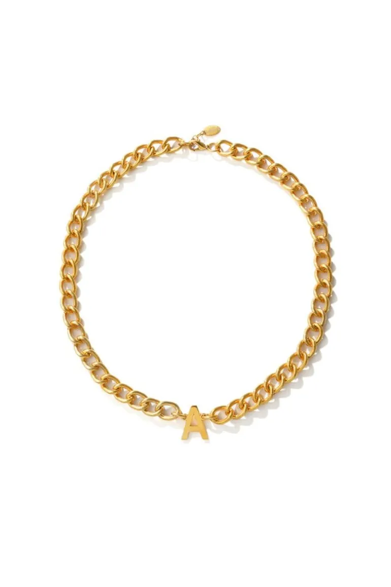 Necklaces<CULT MIA PERSONALISED ALPHABET CHAIN Gold Plated