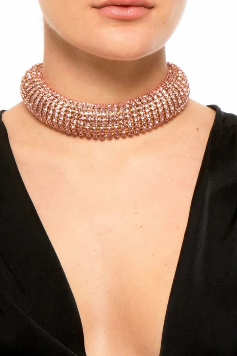 Necklaces<CULT MIA AND GOLD CRYSTAL MAXI BOLDY NECKLACE Pink