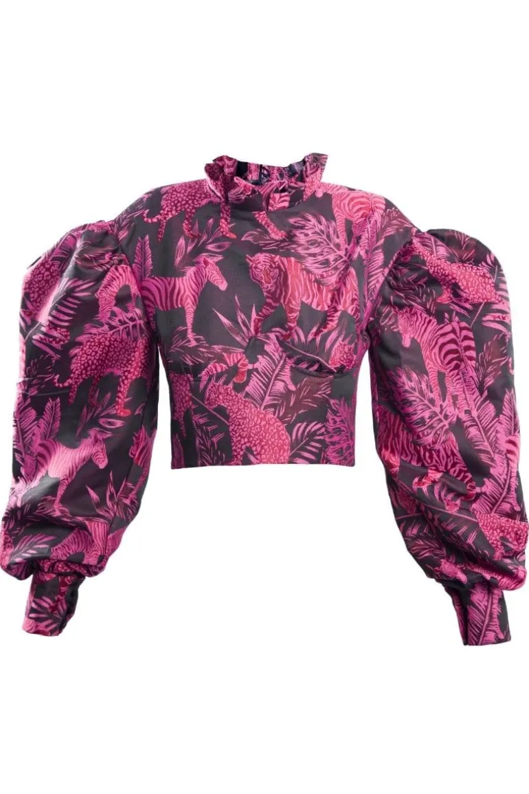 Tops<CULT MIA PINK ANIMAL CORSET BLOUSE Pink/Black