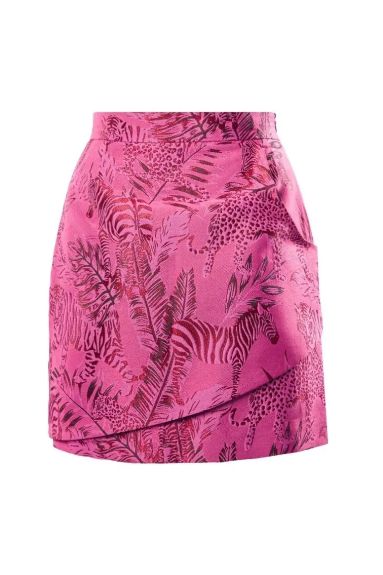 Skirts<CULT MIA PINK ANIMAL DOUBLE-LAYERED MINI SKIRT Pink/Black