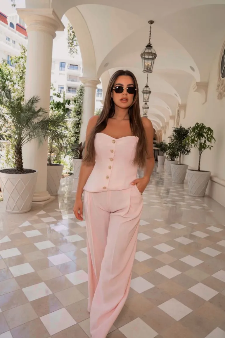 Pants<CULT MIA PINK CREPE WIDE-LEG PANTS Baby Pink