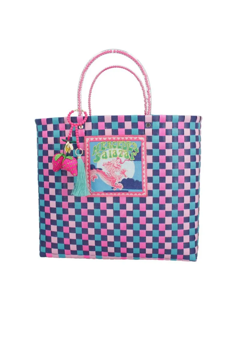 Top Handle Bags<CULT MIA PINK DRAGON ZUNCHO MEDIUM TOTE BAG Pink & Blue