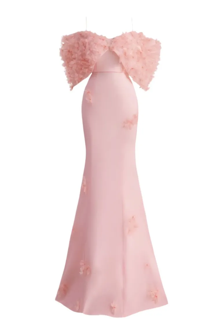 Dresses | Gowns<CULT MIA FLOWER APPLIQUE ORGANZA GOWN Pink