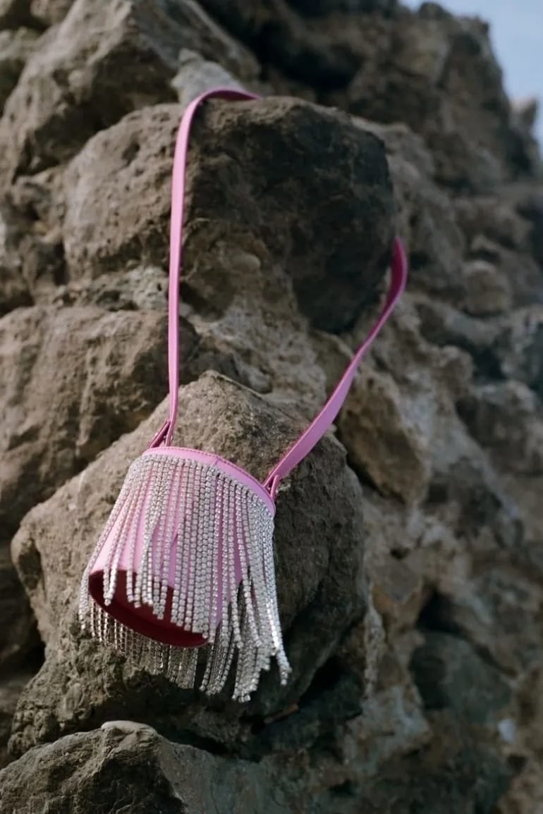 Top Handle Bags<CULT MIA FRINGE MINI KYKLOS BAG Pink