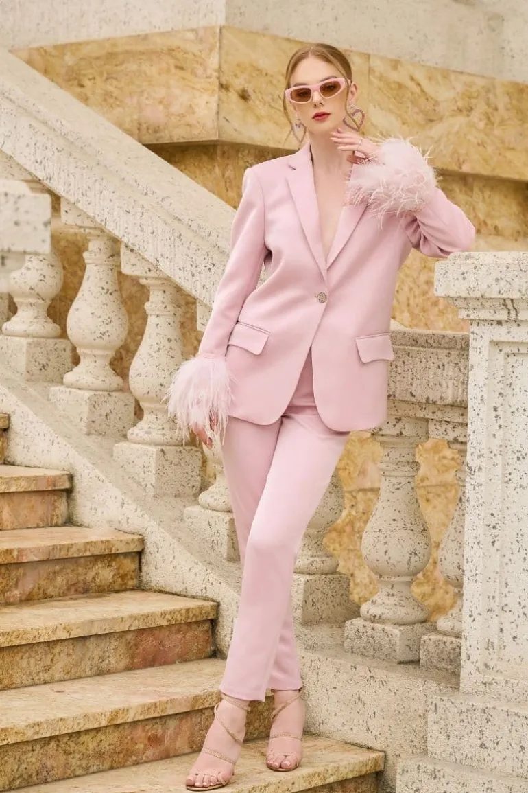 Pants<CULT MIA KATHRYN TAFFETA STRAIGHT PANTS Pink