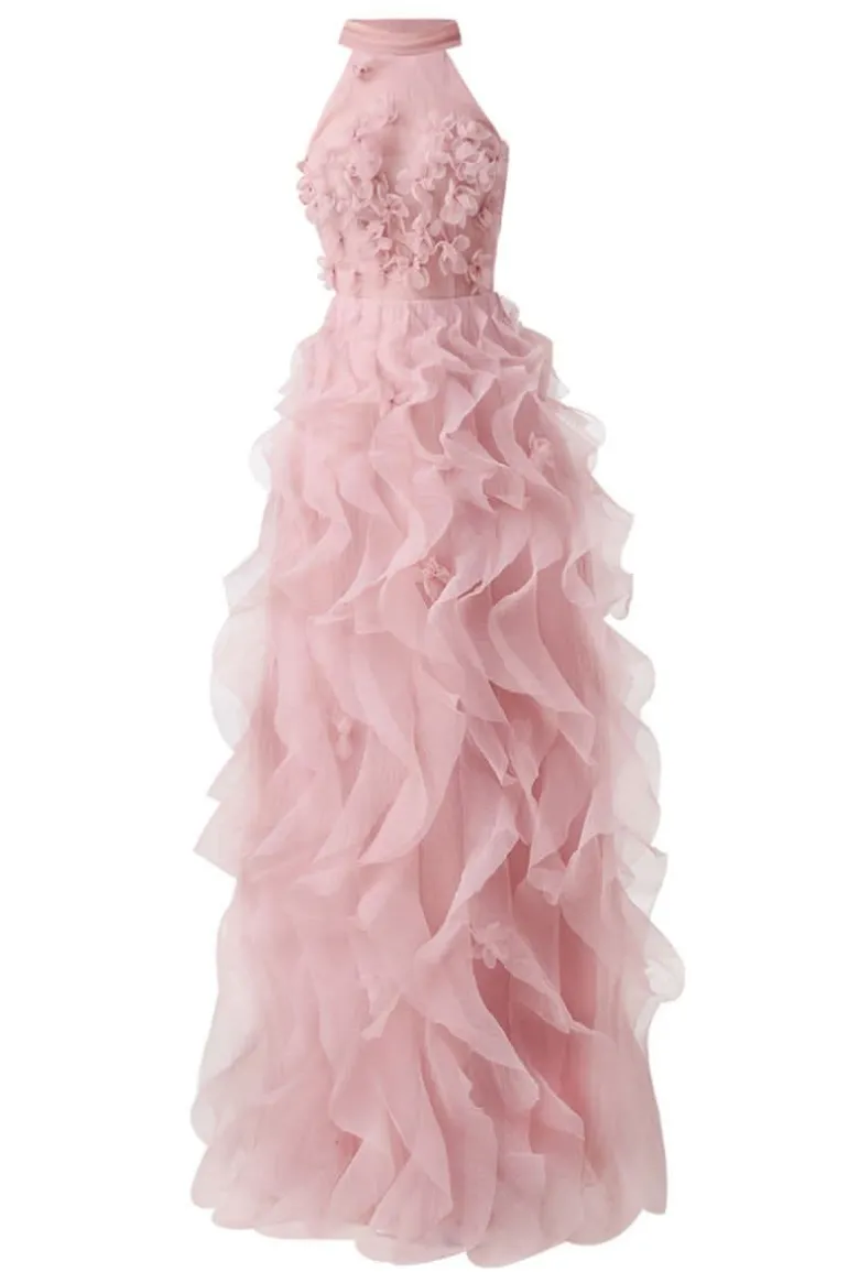 Dresses | Gowns<CULT MIA LAYERED STONE ORGANZA FLORAL EMBELLISHED GOWN Pink