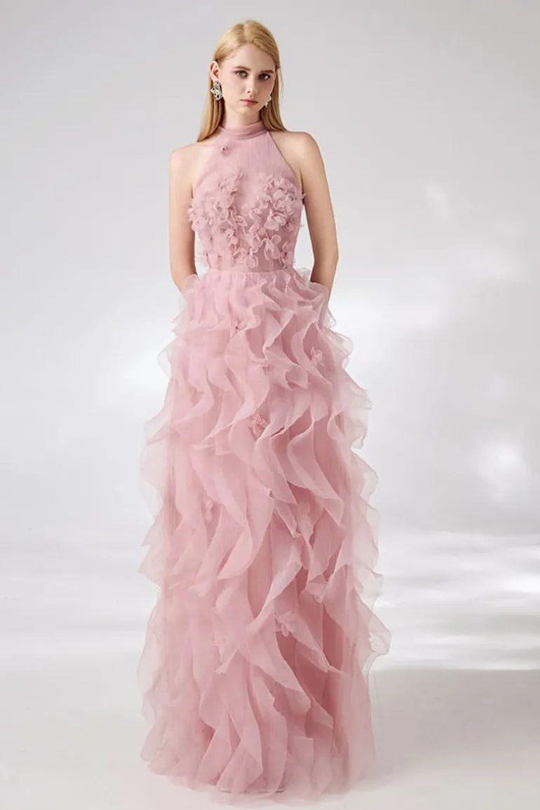 Dresses | Gowns<CULT MIA LAYERED STONE ORGANZA FLORAL EMBELLISHED GOWN Pink