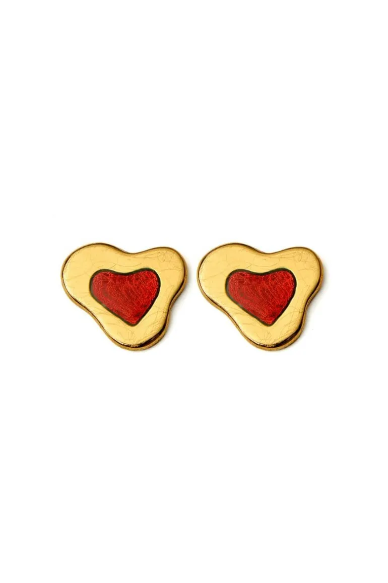 Earrings<CULT MIA PINK LOVE EARRINGS Gold Plated