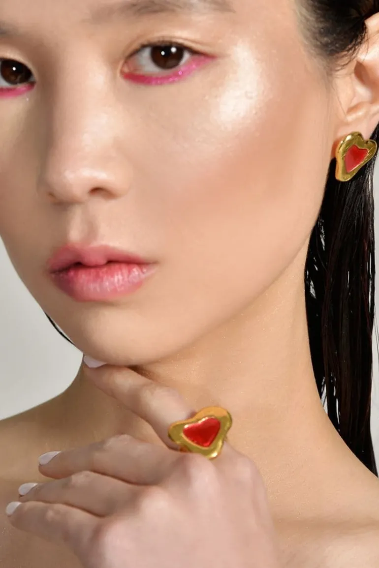 Rings<CULT MIA PINK LOVE RING Gold Plated