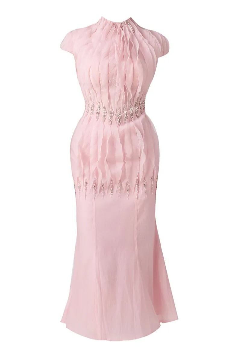 Dresses | Midi Dresses<CULT MIA MERMAID CAP SLEEVED SILK ORGANZA MIDI DRESS Pink