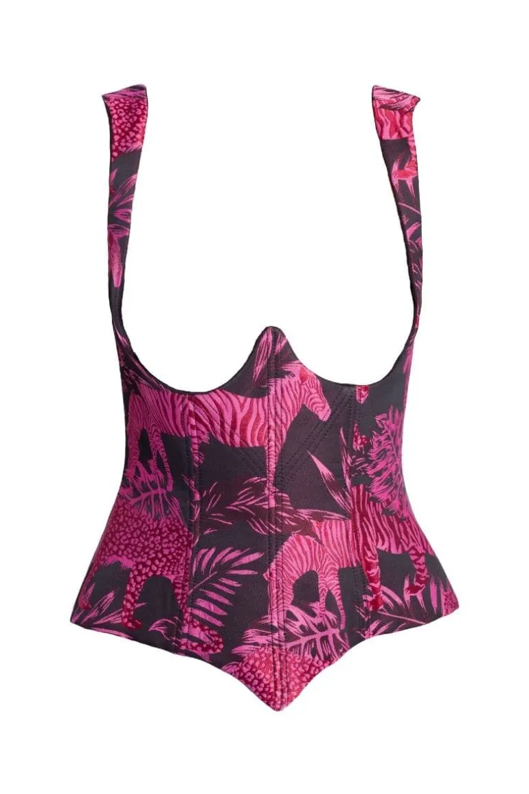 Tops<CULT MIA PINK SAFARI CORSET TOP Pink/Black