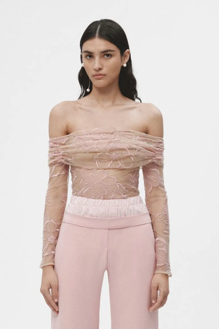 Tops<CULT MIA SHEER LINGERIE TOP Pink