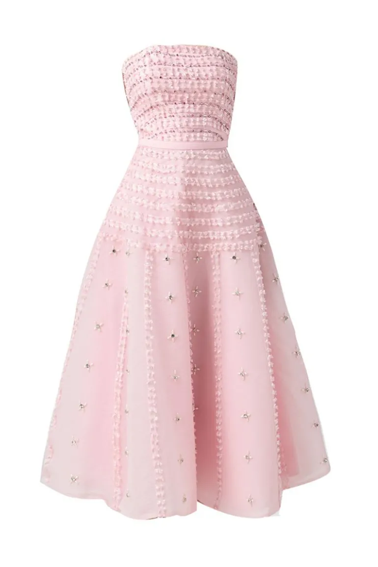 Dresses | Midi Dresses<CULT MIA STRAPLESS STONE ORGANZA MIDI DRESS Pink