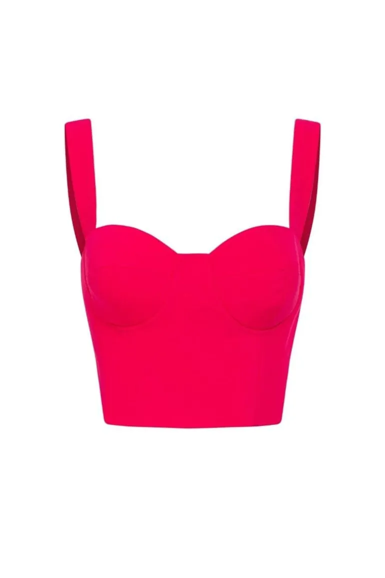 Tops<CULT MIA SUZEN TEXTURE CROP TOP Pink